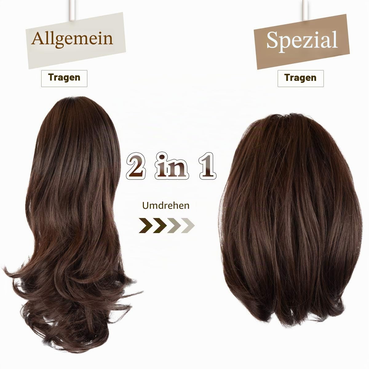 Sofeiyan 33cm Pferdeschwanzverlängerung Langer lockiger Pferdeschwanz Clip in Klaue Haarverlängerung Natürlich aussehendes synthetisches Haarteil für Frauen, Dunkelstes Braun neigt zu Schwarz