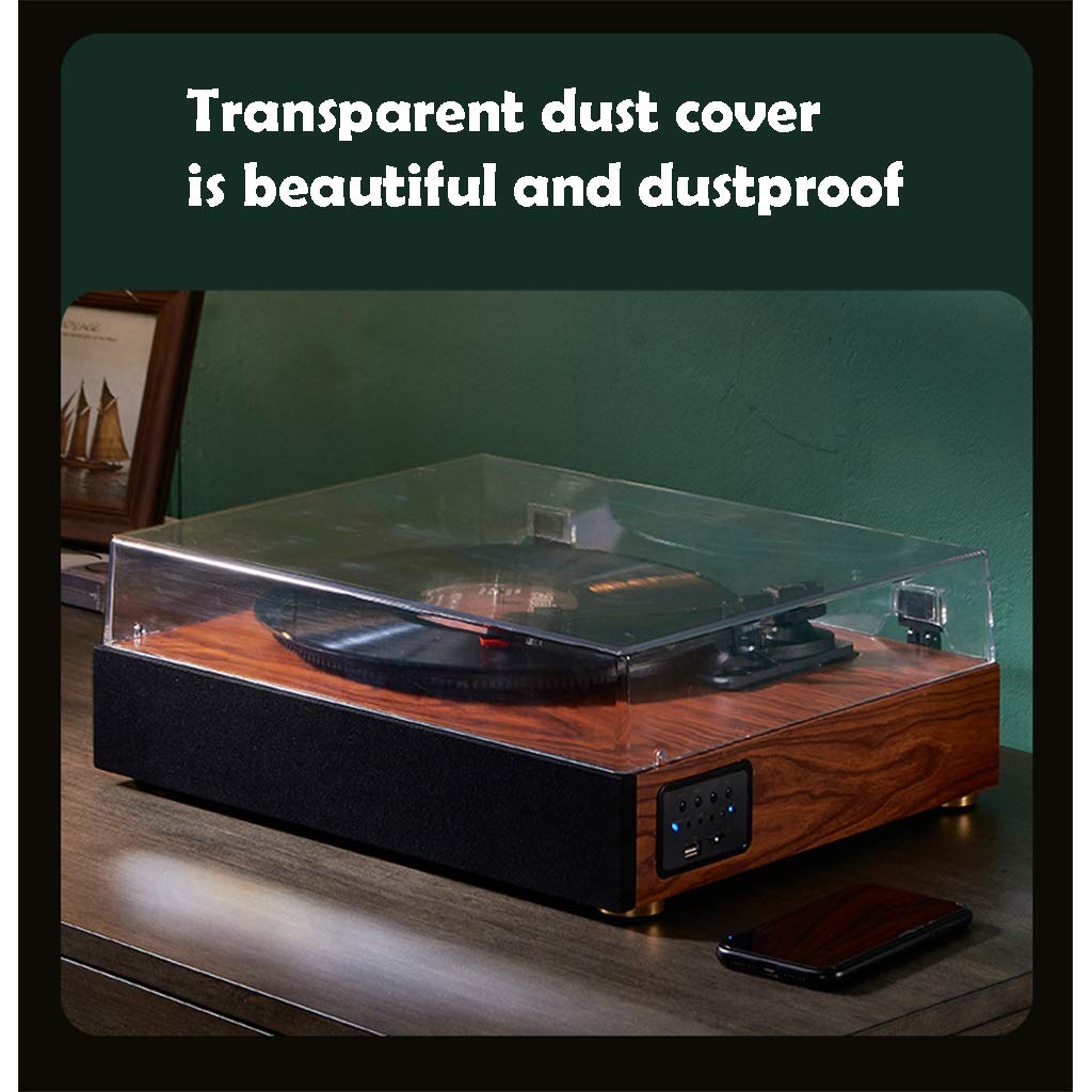 Tocadiscos Bluetooth Antiguo, Tocadiscos Vinilo multifunción con Tapa, fonógrafo portátil Compatible con Discos Vinilo 18/25/30 cm, Compatible con reproducción Discos Vinilo/Disco U