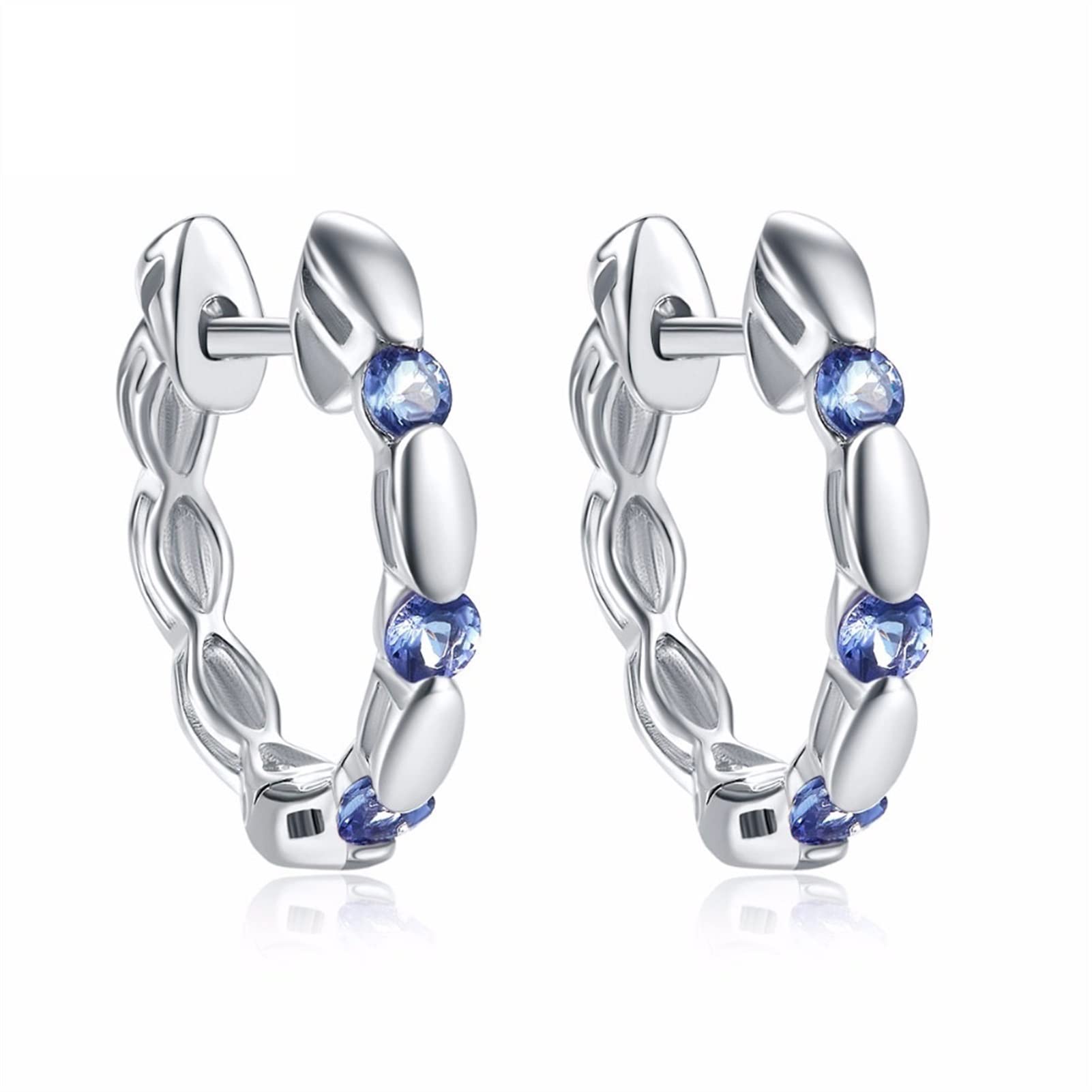 Personalisierte Ohrringe,Modeschmuck,Tansanit-Damen-Ohrstecker,Massives 925Er-Sterlingsilber,Lila Edelstein,Glänzend,Elegante Anhänger-Ohrringe