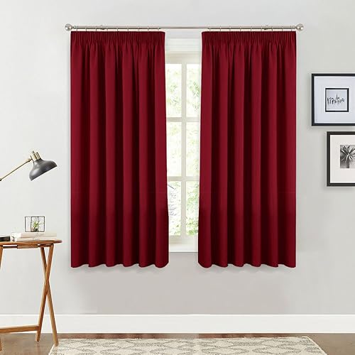 Red And Black Pencil Top Curtains Amazon Co Uk