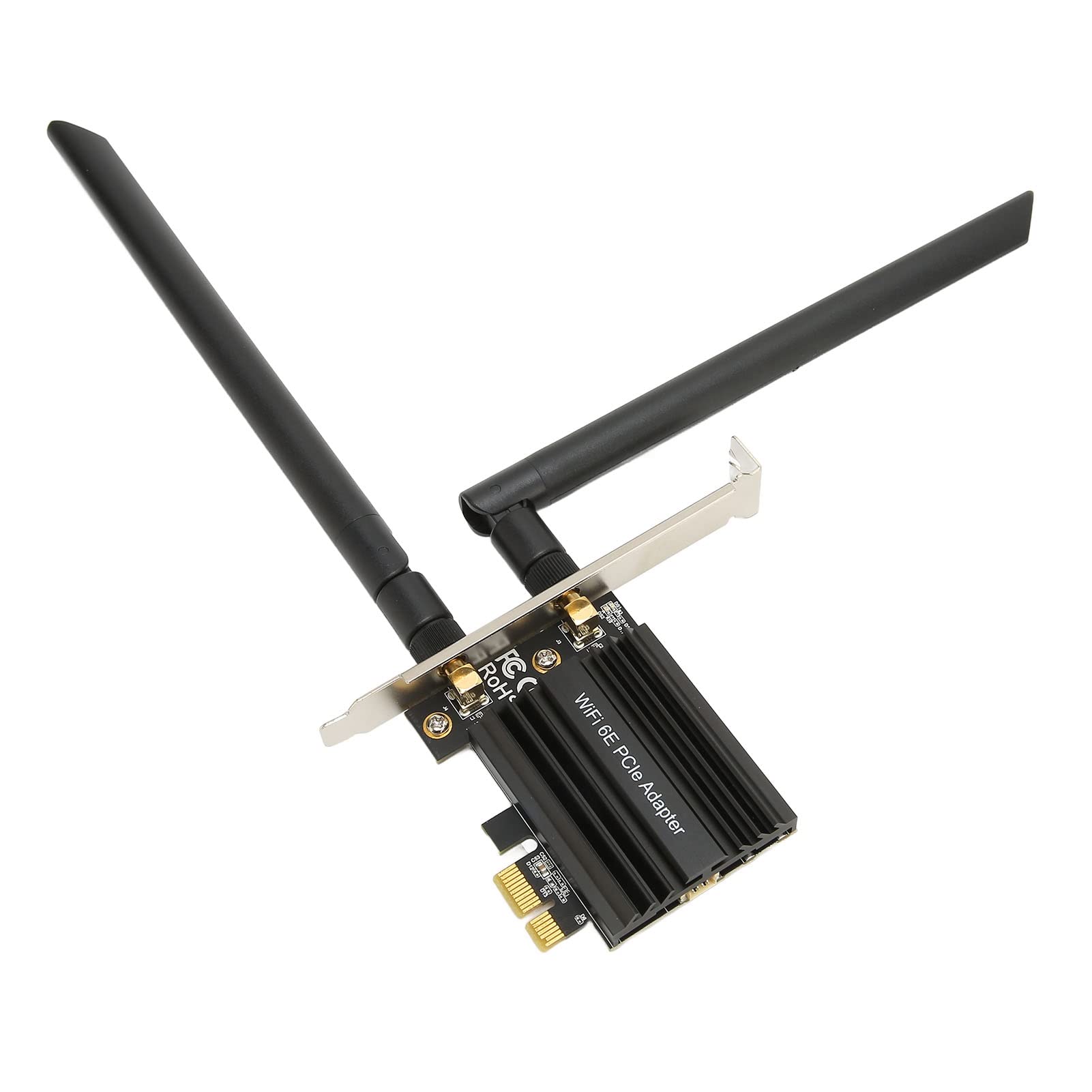 Tarjeta PCIE WiFi 6E Adaptador PCIE Inalámbrico Rápido y Seguro para Computadora de Escritorio Antena de Triple Banda para Fanáticos de Transmisión Dos Antenas Extraíbles de Doble Banda de
