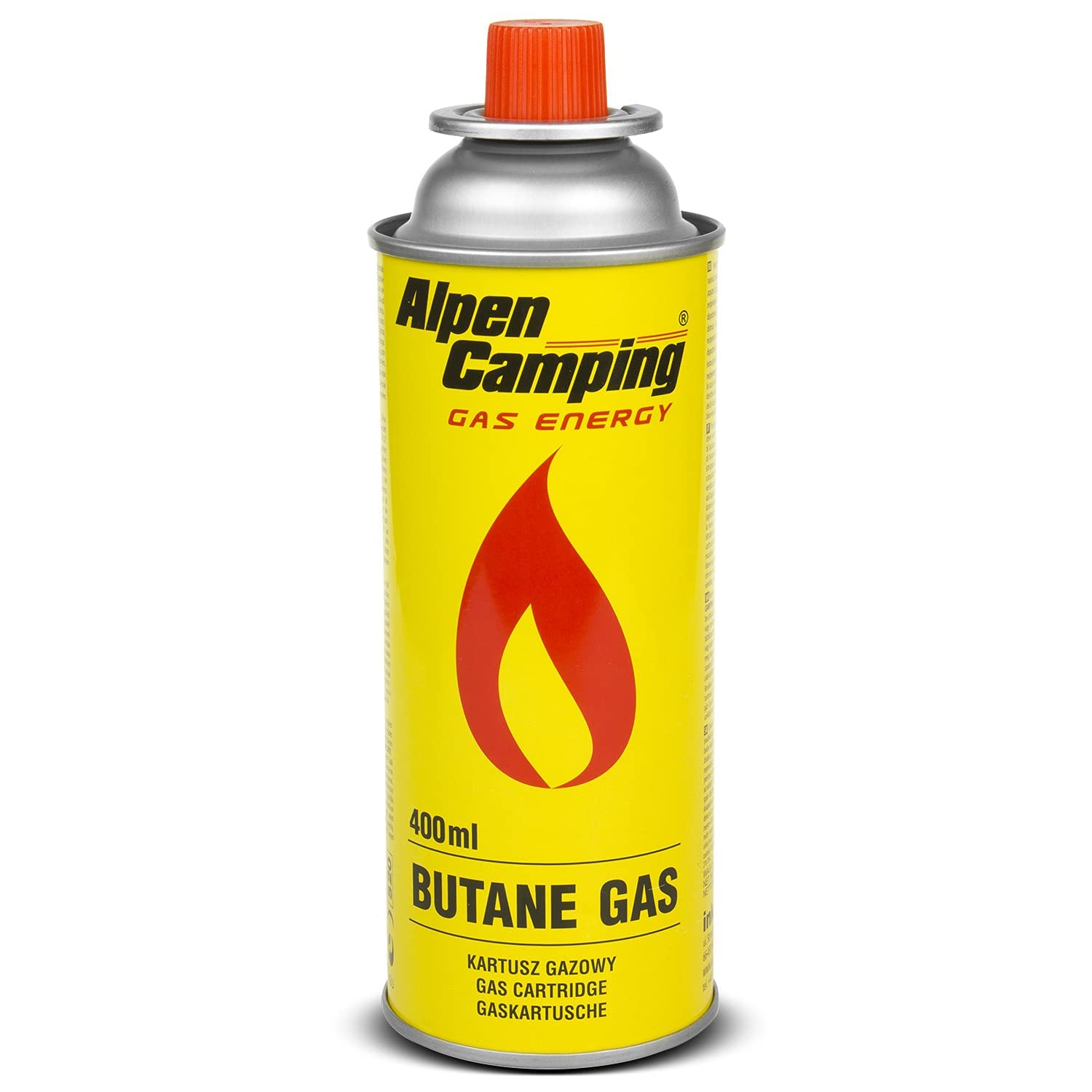 Alpen Camping Cartouche de gaz Butane 36 pièces 400 ML Certificat Pi 0875 Conforme EN417