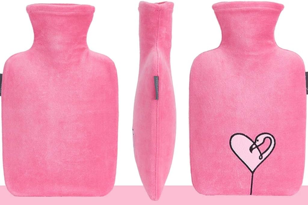 SKUZA Hot Water Bottle,Small Hot Water Bottle 1.5 Liter Hot Water Bag with Fleece Cover Hand Warmer Great Gift for Women and Girls (Color : Pink) (Color : Pink)