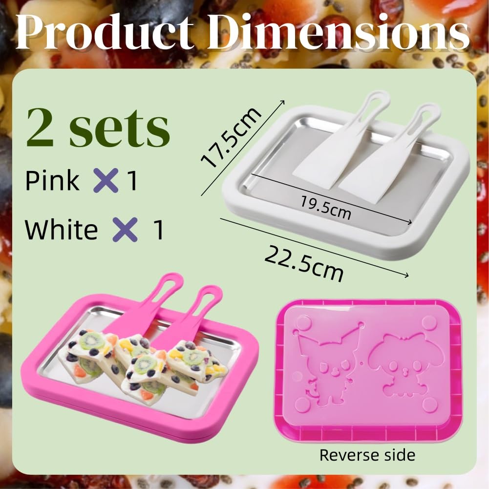 Eisplatte Eis Rolls,2pcs Eisplattes Eiss Rollss zum Eiss Machen DIY,Eisplattes zum Eiss Machen Eiscreme Roller Maker Pan,Gelato Rollmaschine für Kinder Familie,Ice Cream Rolls Maker Eisplattes