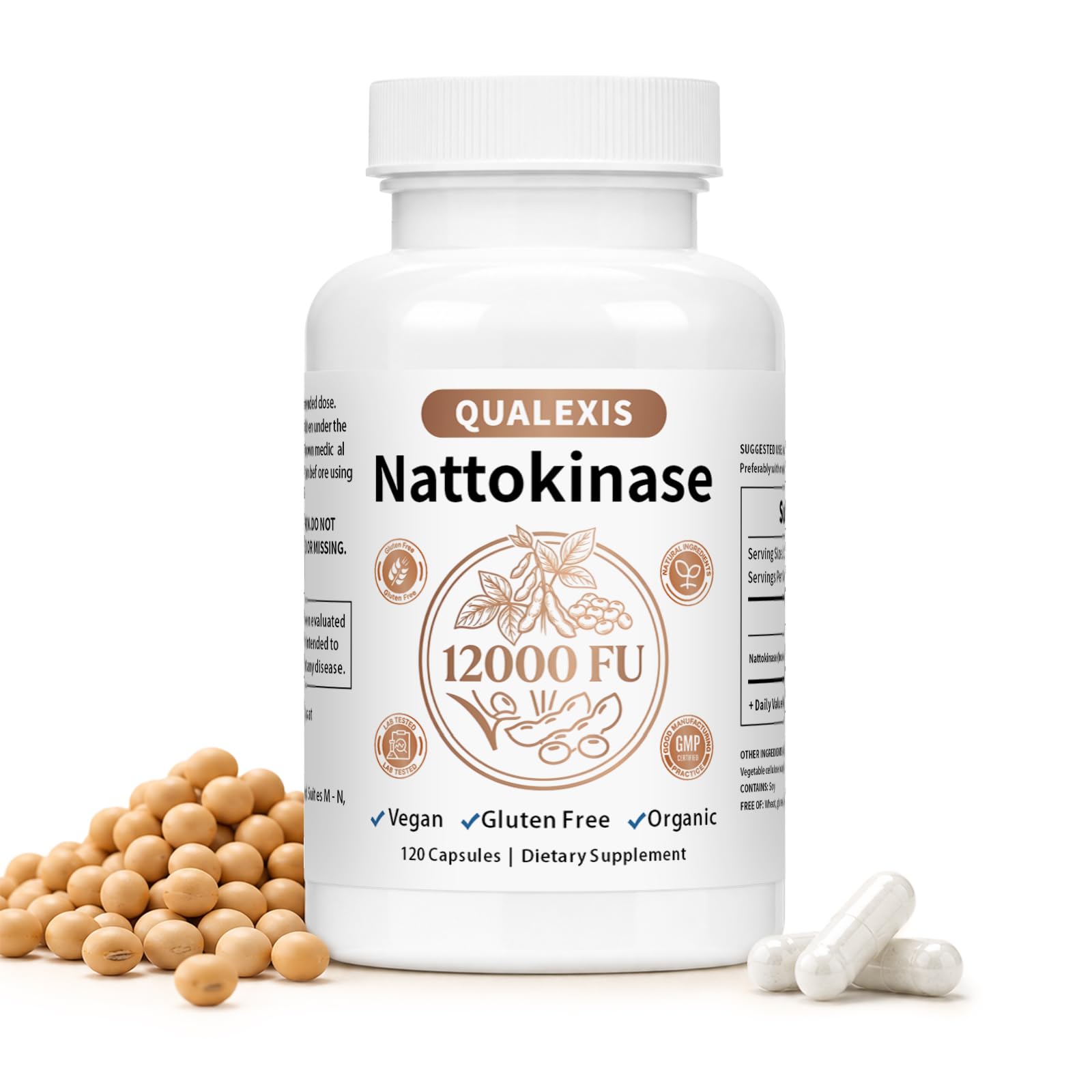 Nattokinase Supplement 12000 FU – High Potency Organic Natto Extract for Cardiovascular & Circulatory Support – Gluten Free, Non-GMO, Dairy Free – 120 Veggie Capsules