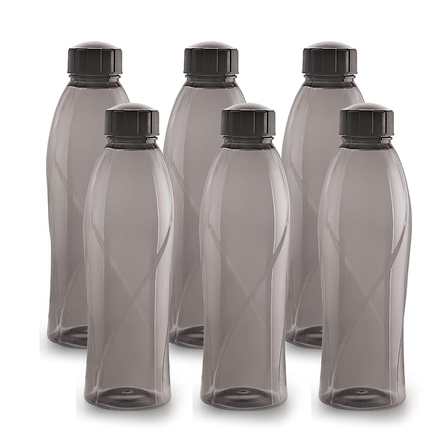 CELLO Texas PET Bottle | Leak Proof and Break Proof | Perfect for School, College, Work, and Outdoor Adventures Water Bottle | 1 Litre, Set of 6 | Black