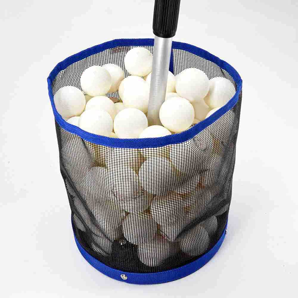 Ejoyous Recogedor de Pelotas de Tenis de Mesa Capacidad 120 Pelotas Poste Ajustable 58-92 cm Nailon Ligero