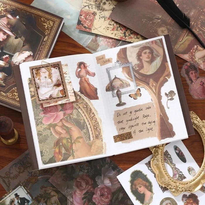 Image of VOTDOT Paper Junk Journal & Scrapbook Kit, Scrapbooking Supplies Kit with Creative Decor Journaling Supplies, Stationery, Stickers, A6 Grid Notebook with Graph Ruled Page Gift for Girl (Queen Victoria)