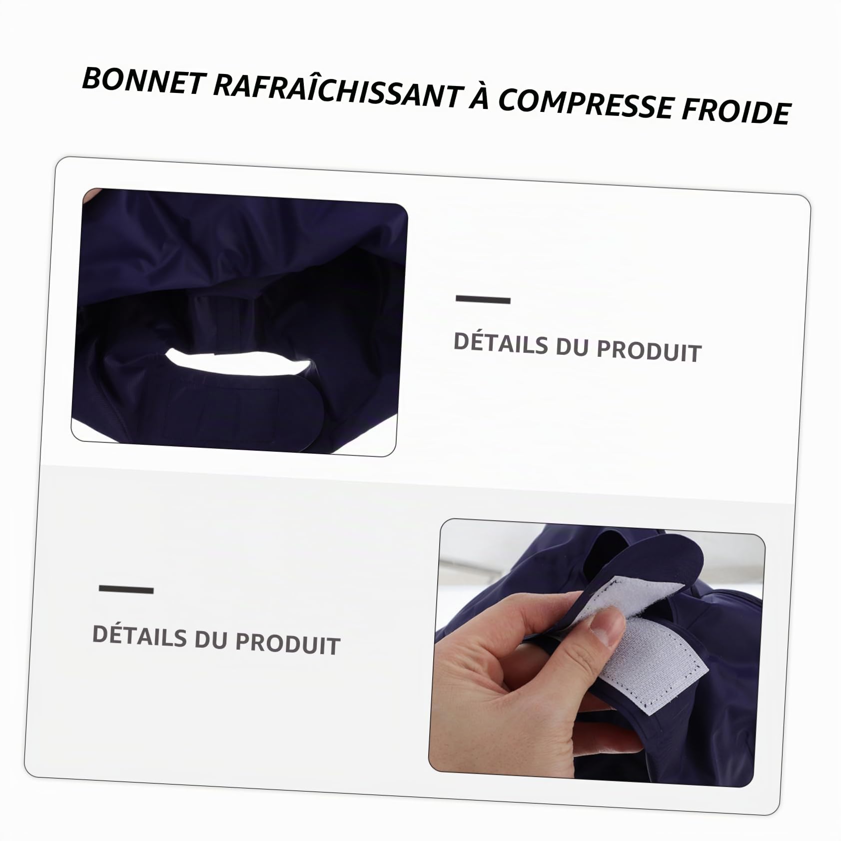 Bonnet de Glace Bleu en Tissu, Congélable, pour Tête et Épaules