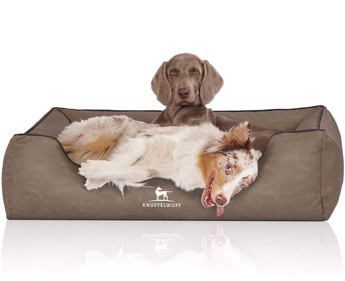 Knuffelwuff Hundebett Scottsdale aus Kunstleder XL 105 x 75cm Stone