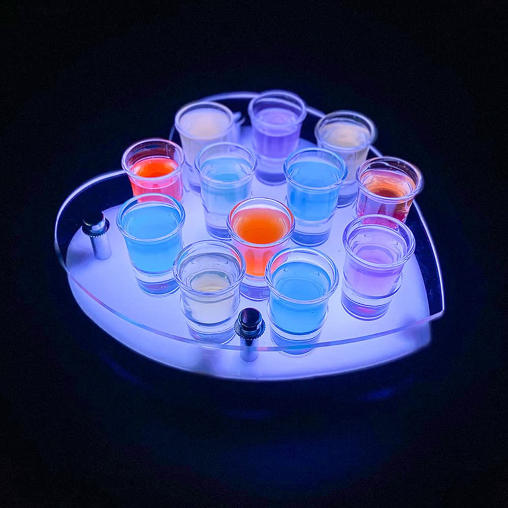 Plateau de verres shot lumineux CAJOLI en cœur pour animer vos soirées bar à la maison