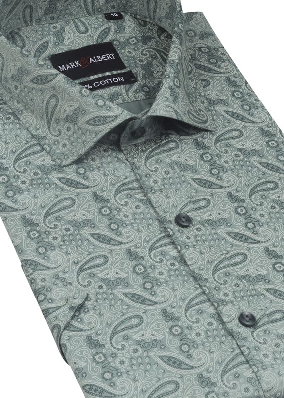 Image of MARK & ALBERT Men's 100% Cotton Printed Half Sleeves Regular Fit Shirt for Men