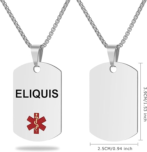 Miniatura 2 de Collar de alerta médica, etiqueta grabada con láser, grabado personalizado, etiqueta de identificación de acero inoxidable, colgante para hombres y