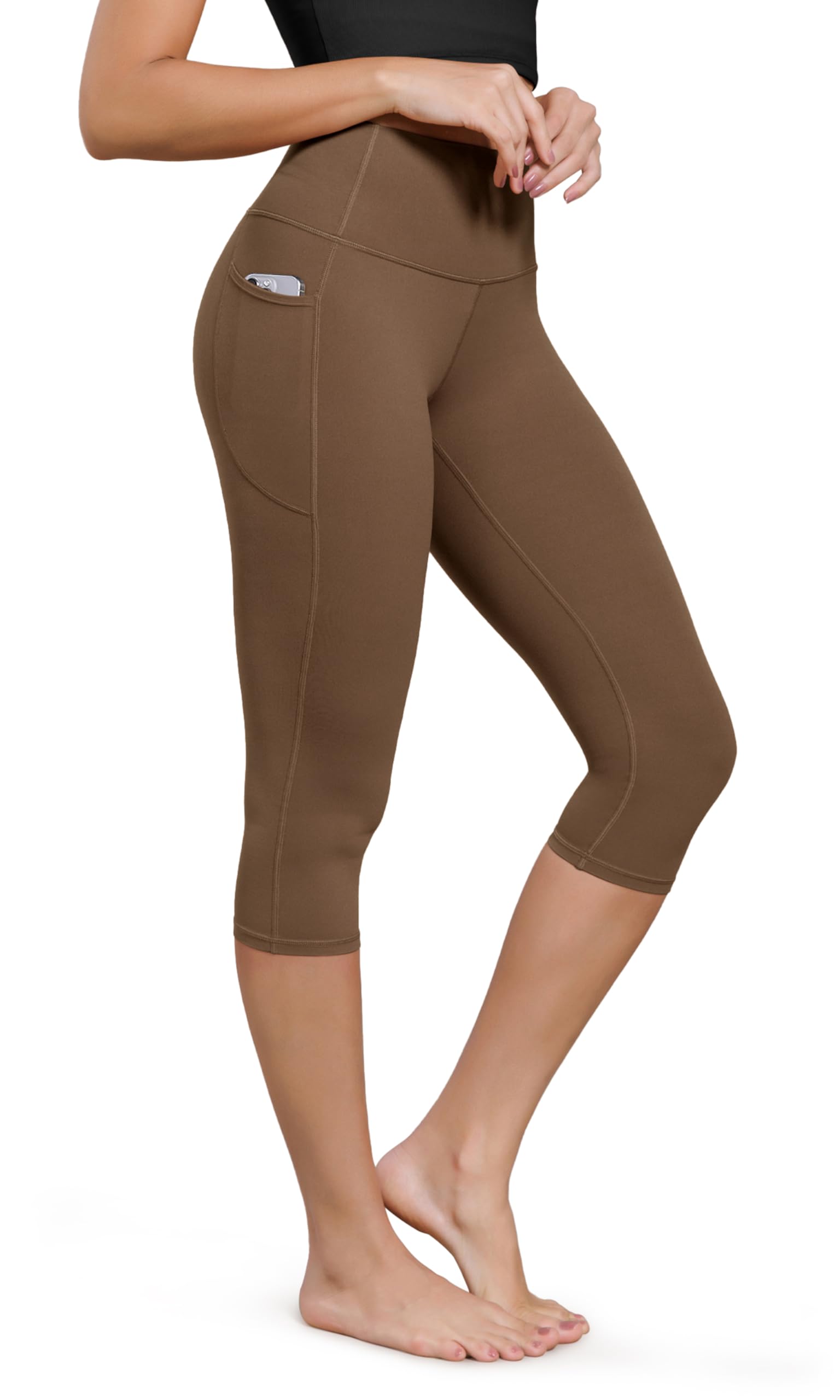 ODODOS Buttery Soft Lounge Yoga Capris with Pockets for Women, 14" / 19" / 21" High Waist Capri Leggings