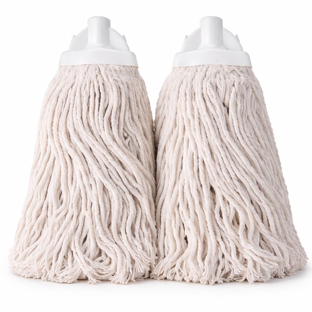 Pack of 2 White Cotton Mop Refill Heads | Heavy Duty Floor Cleaning Mop Replacement | High Absorbent Cotton Threads | Durable & Long Lasting | Compatible with Wooden & Plastic Mop Stick-image-44