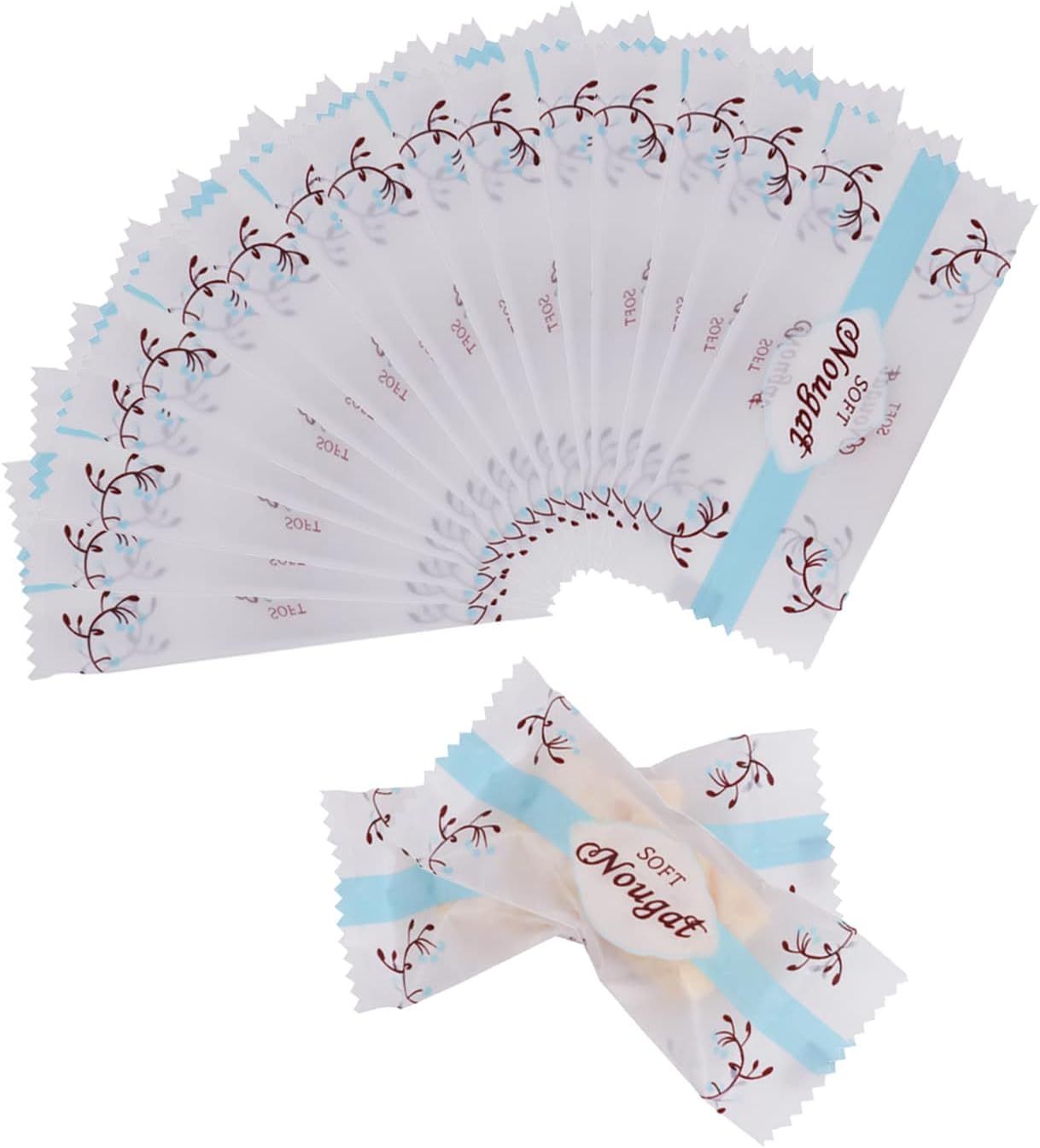 1 Pack Nougat Candy Wrappers Caramel Wrapper Frosted Plastic Gift Candy Bag Homemade Candy Wrappers Nougat Cookie Packaging Bags Candy Wrappers - Candy Not Included (Blue,About 200 Pcs)