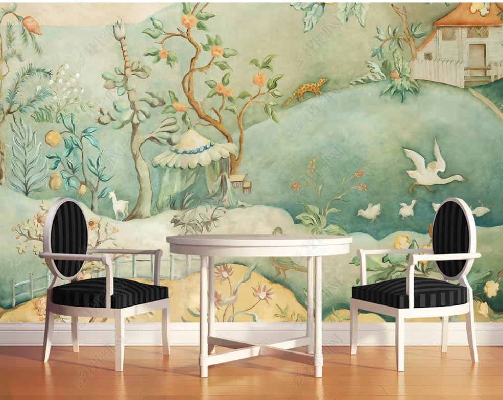 Papier peint intissé fleurs et oiseaux poster géant décoration murale salon chambre 250x279cm