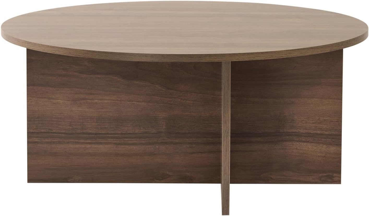 Elegant Walnut Coffee Table, 90 x 90 x 40 cm, 100% Melamine Coated Particle Board, 18 mm Thick, Stylish & Functional for Modern Living Spaces