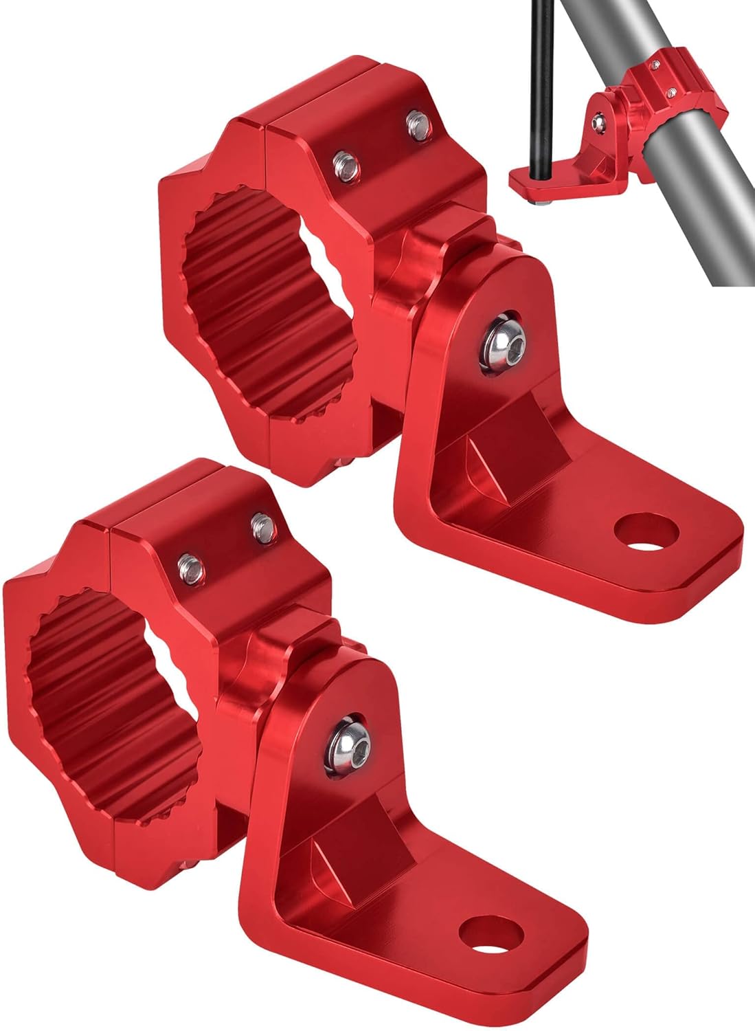 ZIDIYORUO 2pcs Red UTV Flag Whip Light Mount - 360° Rotating Bracket for 1.75"-2" Roll Cage, Heavy Duty Aluminum Alloy Clamp for Polaris RZR, Can-Am Maverick, Jeep - Dual Purpose for Safety & Style