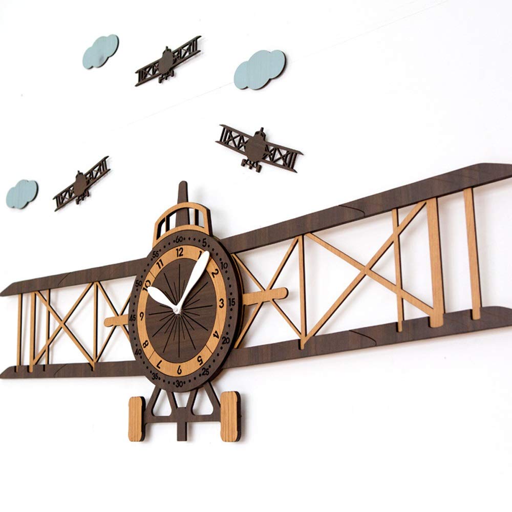 Zegar ścienny Creative Aircraft Decoration Wall Mute Prosty Zegar Kwarcowy MDF