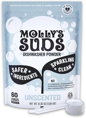 Miniatura 14 de Molly's Suds Cápsulas para lavavajillas Detergente limpio para lavavajillas, corta la grasa y enjuaga limpio (sin residuos) para platos espumosos