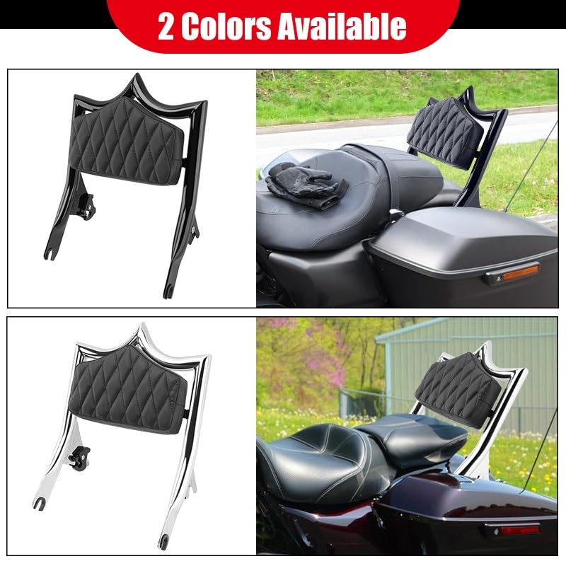 Respaldo sissy bar pasajero desmontable cromado para modelos Road King 2009-2026 4