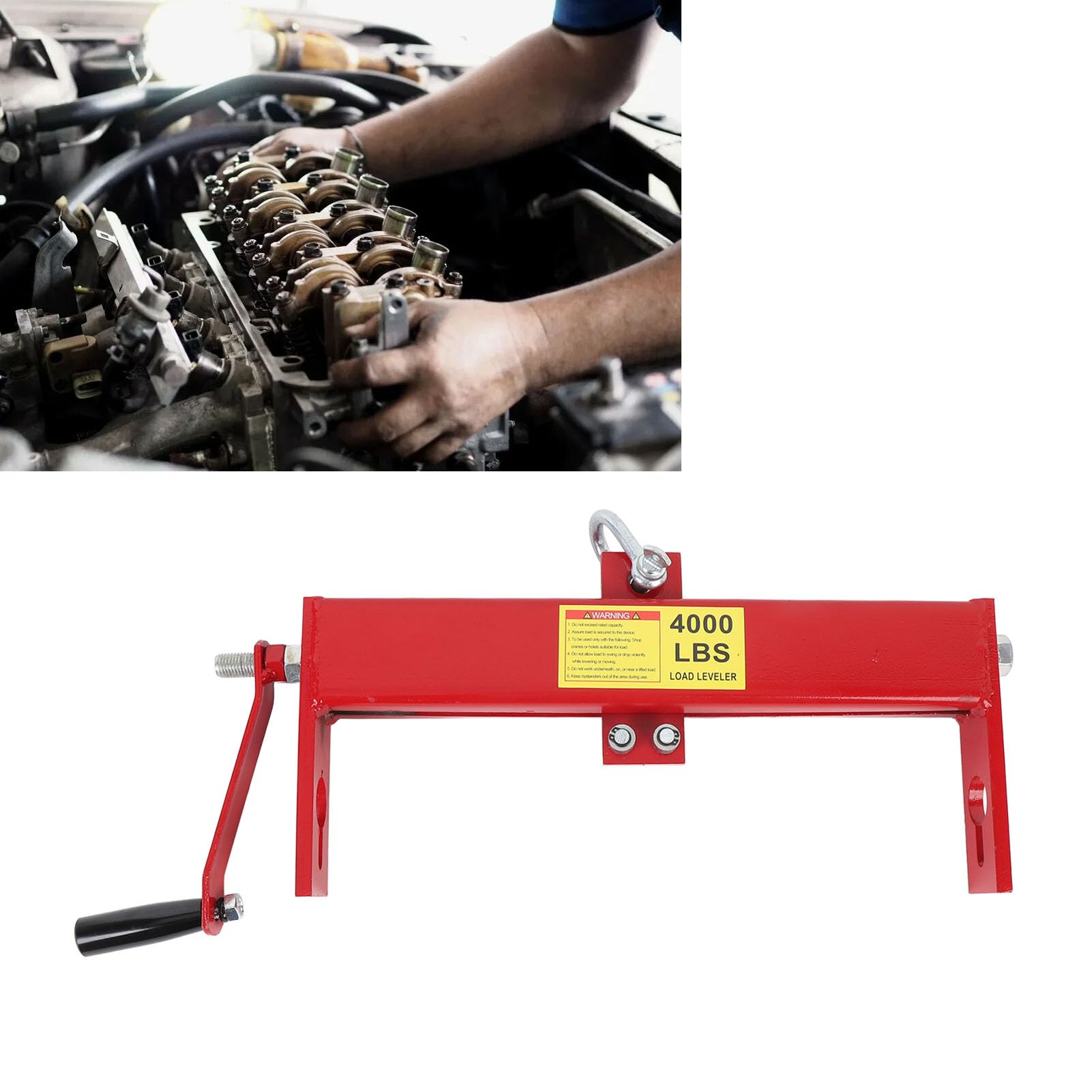 Azule del Motor, Accesorio de la Grúa de Tiendas, Nivelador de Carga de Motor de Hierro Ajustable de 4000 Lbs Rojo para la Caja de Cambios