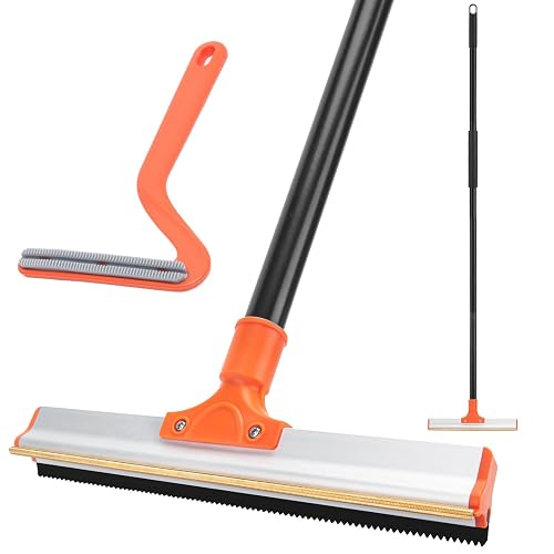 Carpet Rake for Pet Hair Removal, 57'' Long Handle Dog and Cat Hair Remover Tool to Fluff Rug, Stair Carpets and Couch C