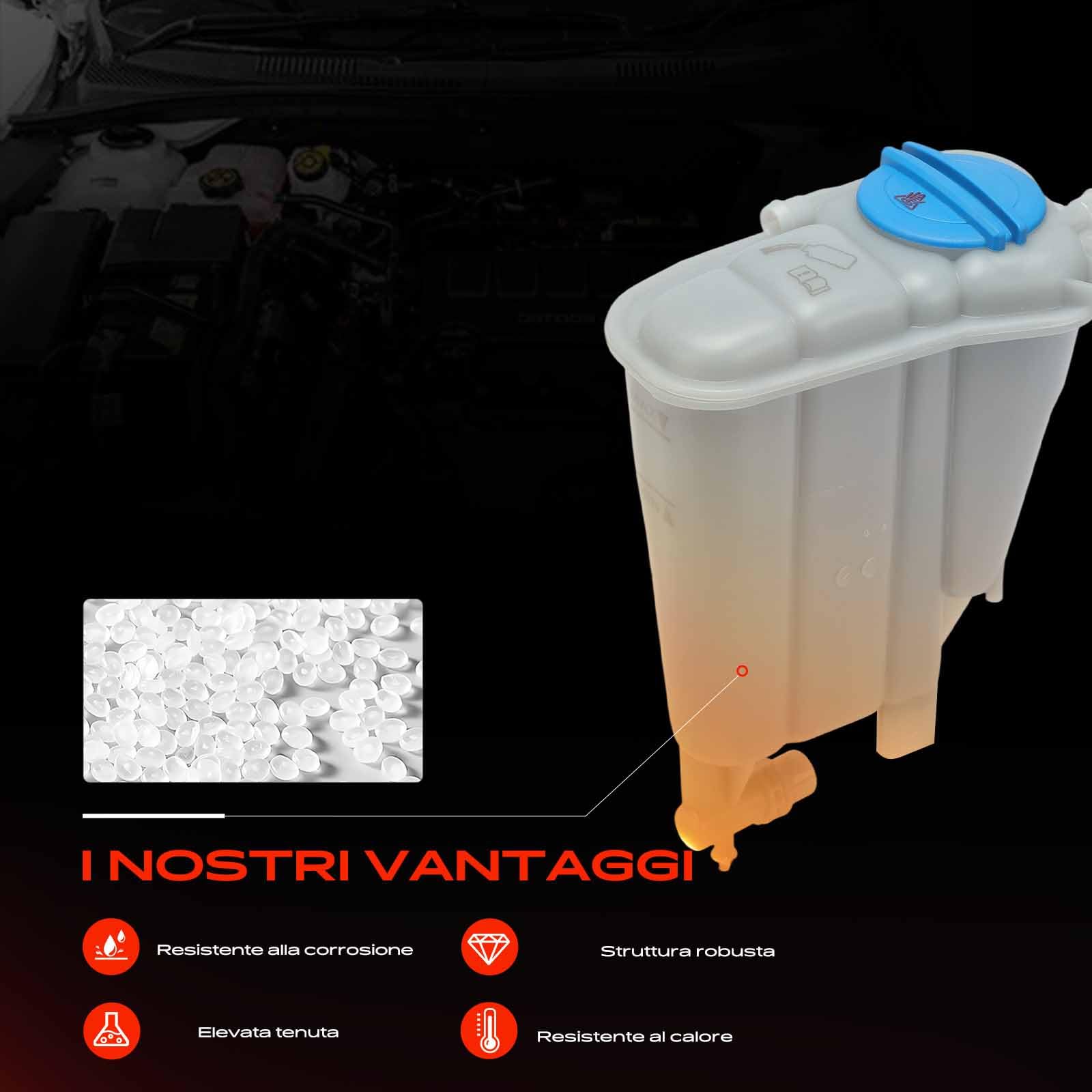 Frankberg Serbatoio di Espansione Refrigerante Intestazione Serbatoio Raffreddamento Compatibile con A4 Avant 8K5 2.0L Q5 8RB 2.0L A4 Avant 8K5 1.8L A4 8K2 1.8L A4 8K2 2.0L Replace# 8K0121403G