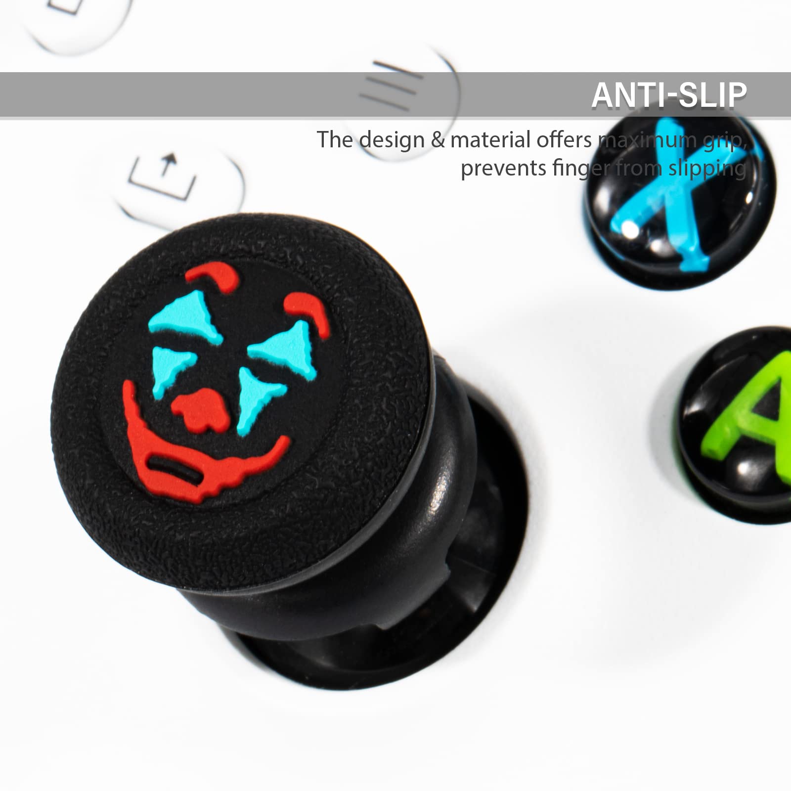 FPS Thumbstick Grip Agarres Pulgar Extensor x 2 Y Silicona Apretón Cubrir Grip x 4 para Xbox Series X/S & Xbox One Mando (Joker Verde Negro)