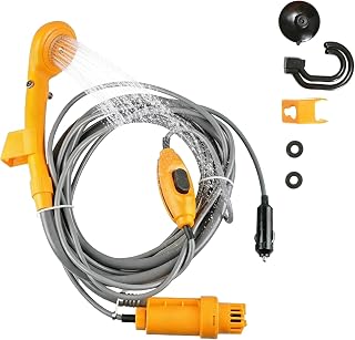 Ducha portátil para acampar,Bomba de ducha,Toma de encendedor de 12 V, kit de ducha móvil,ducha de camping al aire libre con pomo y flexible,ducha exterior para autocaravanas, camping y viajes