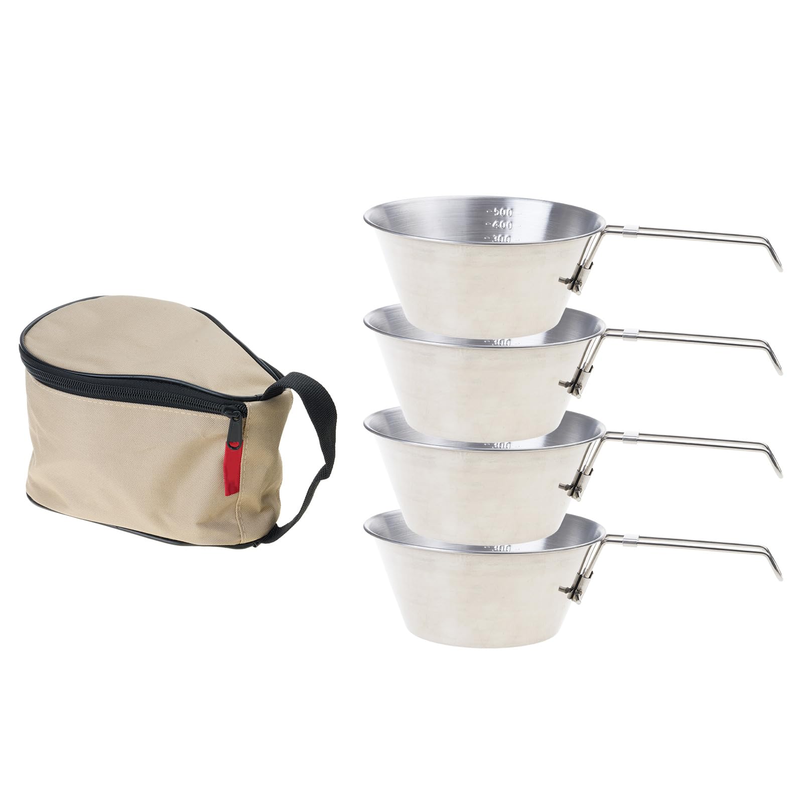 carotoe 500ml Outdoor Camping Cooking Utensils Tableware Handbag Camping Bowl with Bag Stainless Steel Kitchen Set Bowl Folding Bowls for Travel Set with Handle