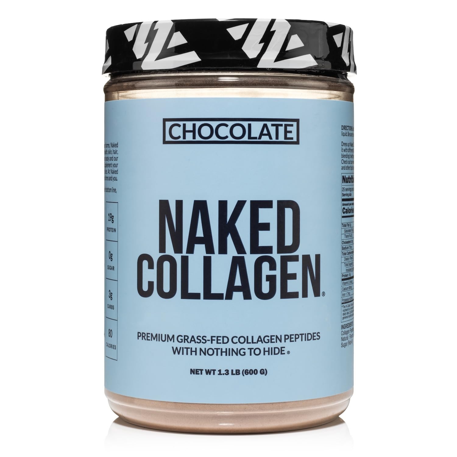 NAKED Chocolate Collagen Peptides Protein Powder, 24 Servings, Pasture-Raised, Grass-Fed Hydrolyzed Collagen Supplement, Paleo Friendly, Non-GMO, Keto, Gluten Free, 20oz