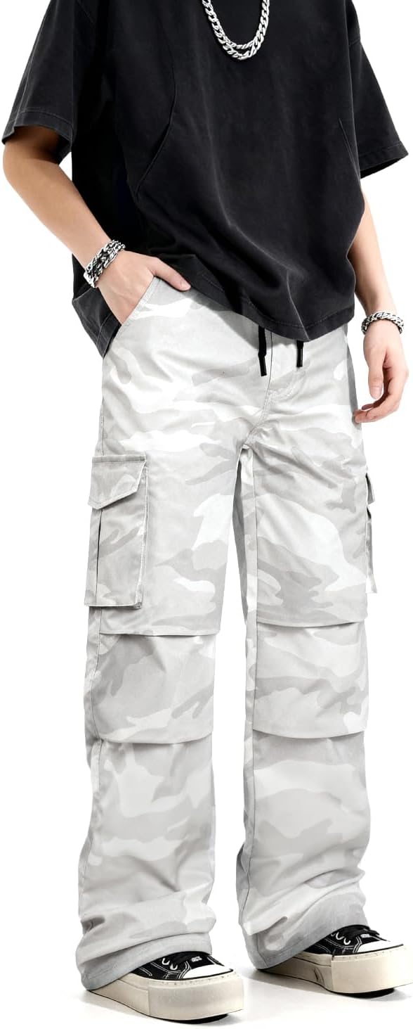 GINGTTO Baggy Cargo Pants Men Camo Wide Leg Fashion Y2K Loose Fit Streetwear Drawstring Stretch - Image 4