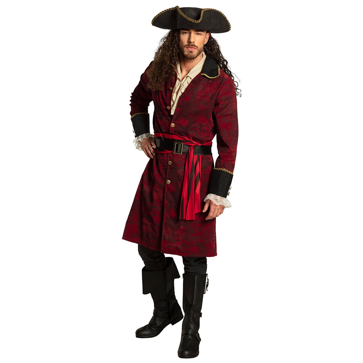 Boland 83765 Adult Pirate Typhoon Costume, Red, 50/52