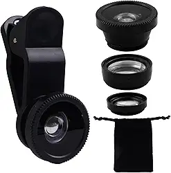 Kit de lente de telefone 3 em 1, 100 super grande-angular + 15x macro + 180 clipe de lente olho de peixe no celular para iPhone Samsung Android