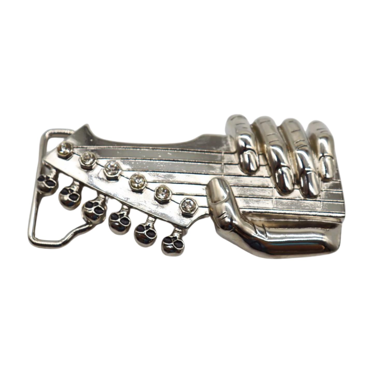 Women Men Silver Metal Belt Buckle Biker Fashion Hand Play Music Guitar Rock n Roll z071