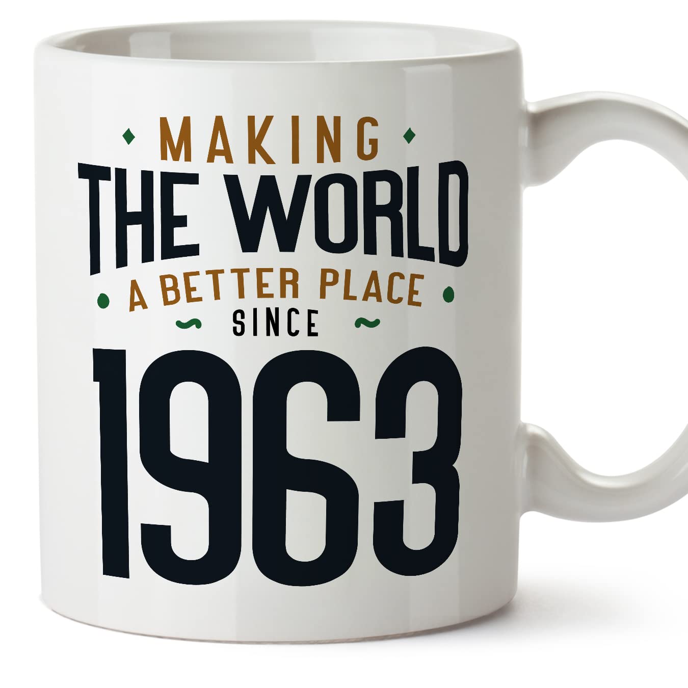 MUGFFINS 1963 Birthday Mug - in English - Making the World a Better Place - Funny Anniversary Present - 11 oz — image 1