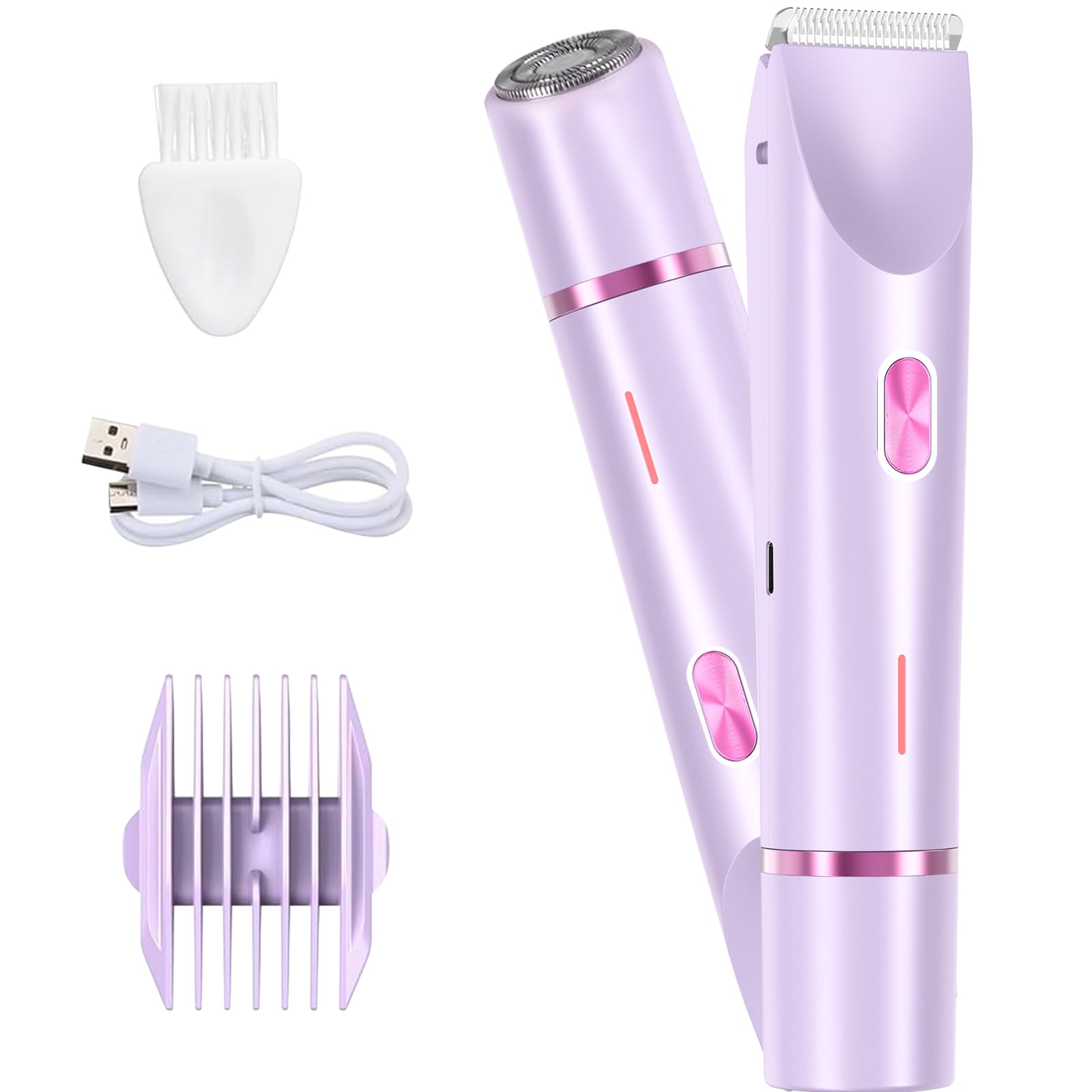 LIAVOP Afeitadora Mujer, 2 en 1 Rasuradora, Impermeable IPX7 Recortadora Mujer zona Intima, Impermeable, Recargable, para Cuerpo, Cara, Uso Húmedo y Seco