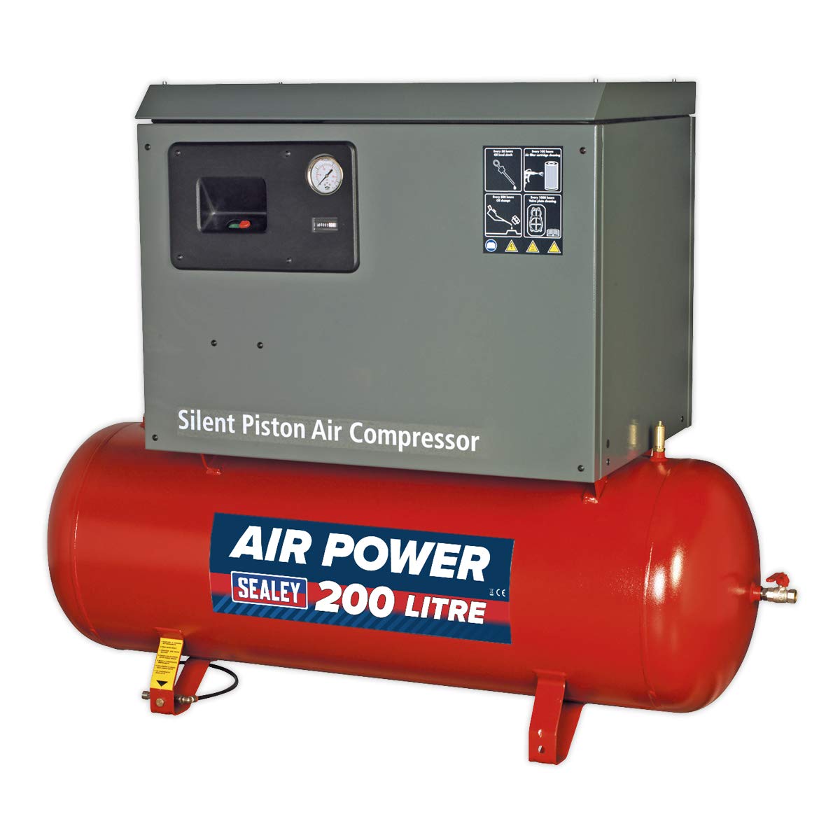 Sealey 200L Low Noise Belt Drive Air Compressor with Cast Cylinders 3hp SAC2203B