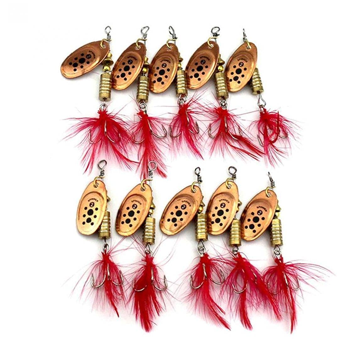 PAKEY Trout Salmon Hard Metal Spinner Baits Kit with Tackle Boxes,10pcs Fishing Lure Spinner Bait