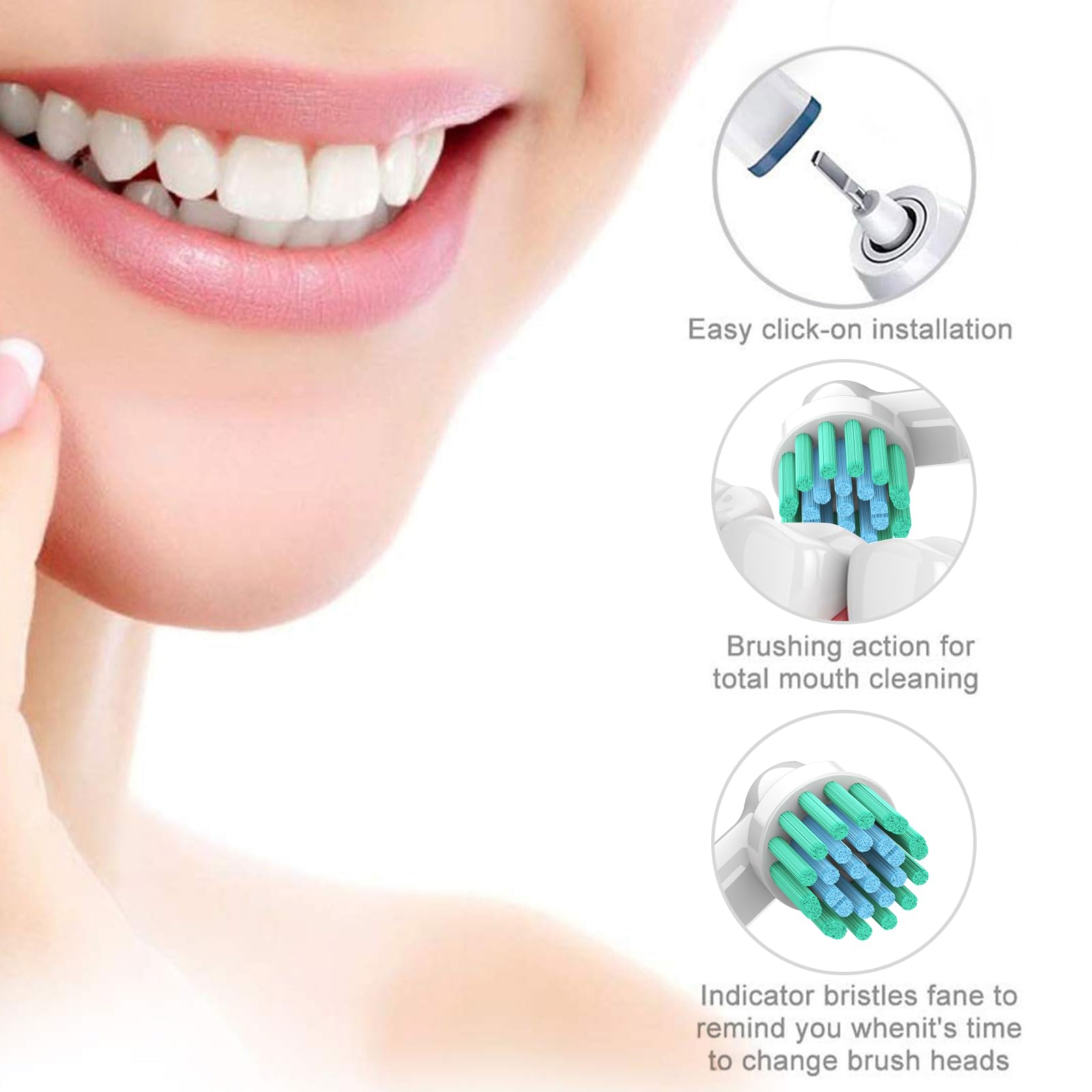 Juego de 8 Cabezales de Cepillo de Dientes de Repuesto GENKENT Compatible con Oral B Braun Pro 1000/500/1500/3000/5000/6000 Cross Action Head