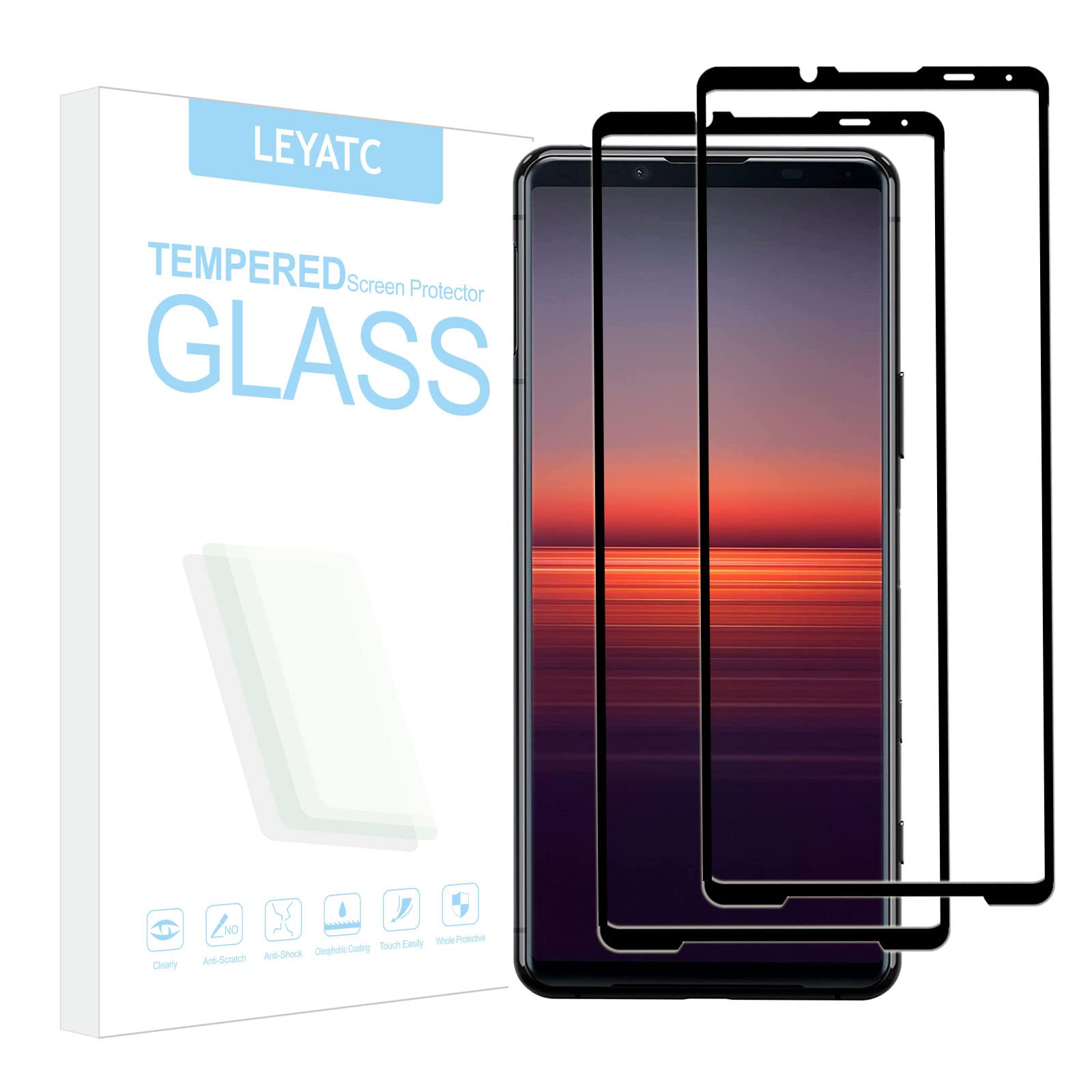 2 Pack Screen Protector for Sony Xperia 5 III,Tempered Glass Screen Protector, (Full Screen Coverage) 9H Hardness,Easy Installation,Anti Scratch, Bubble Free,Compatible with Sony Xperia 5 III