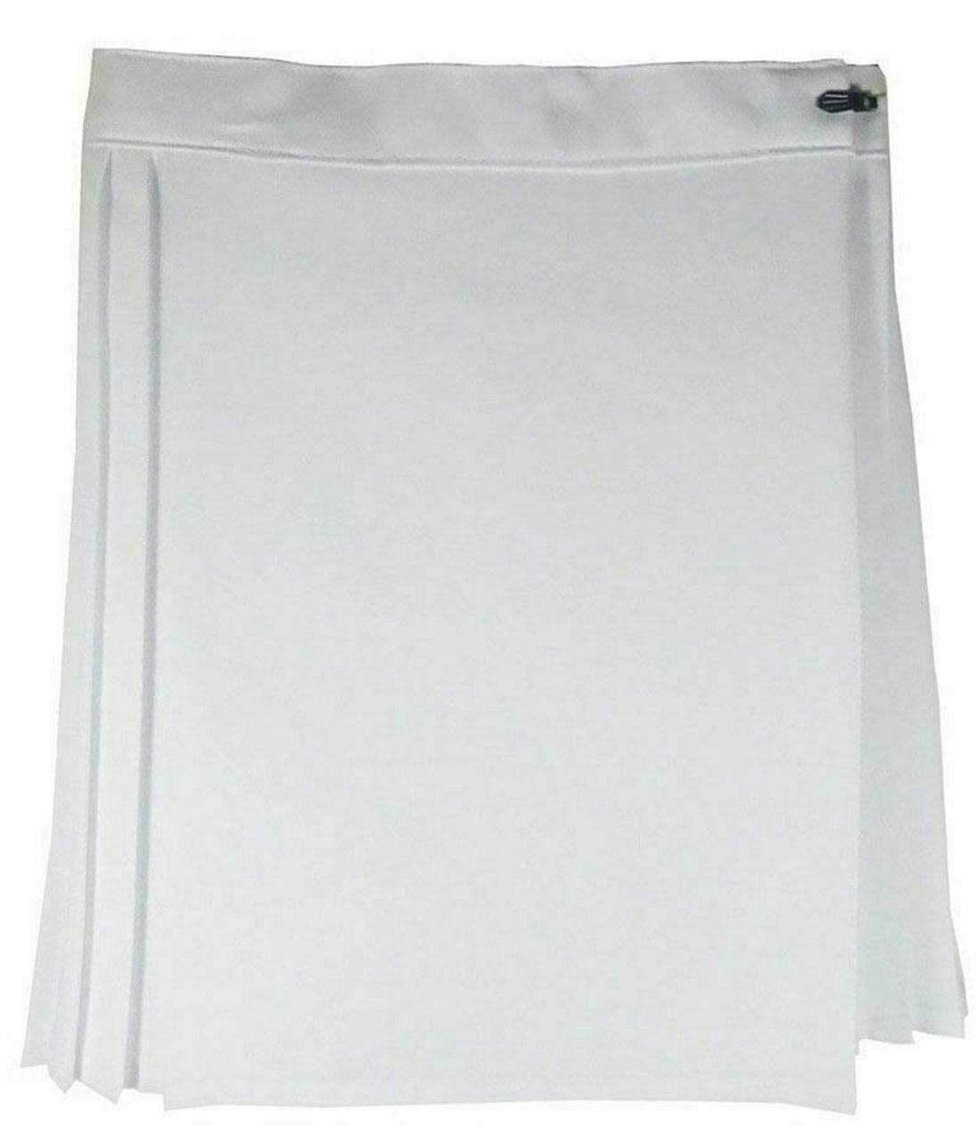 Real Life Fashion Ltd Women's White Back Pleated Back Pleated Skirt School Uniform Netball Gym Kilt Pe Skirt#( Back Pleated Skirt#24 Waist#)