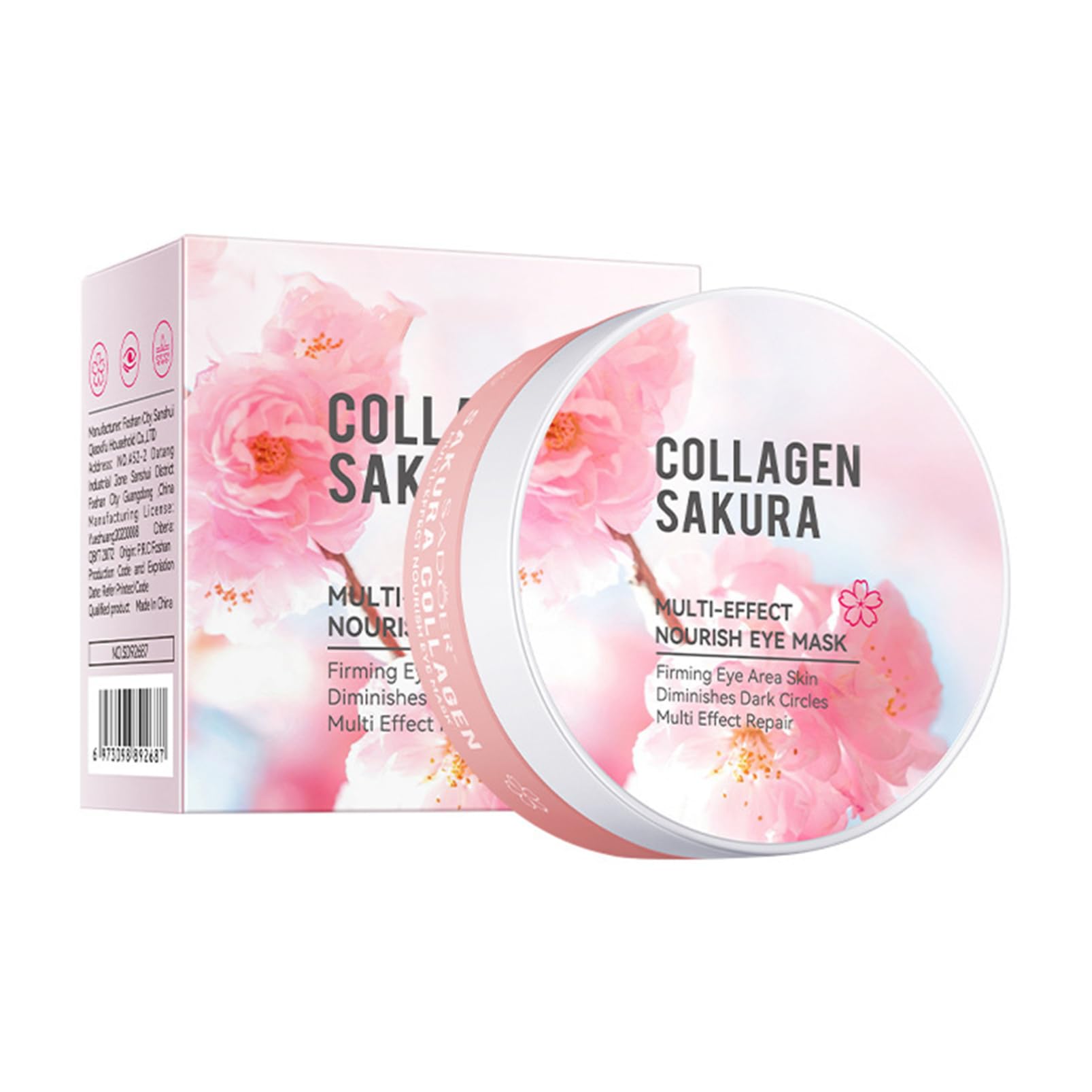 Aislor 60Pcs Cherry Blossom Eye Mask Collagen Hydrating Moisturizing Dryness Relief Under Eye Patches Long Lasting Nourishment Skincare