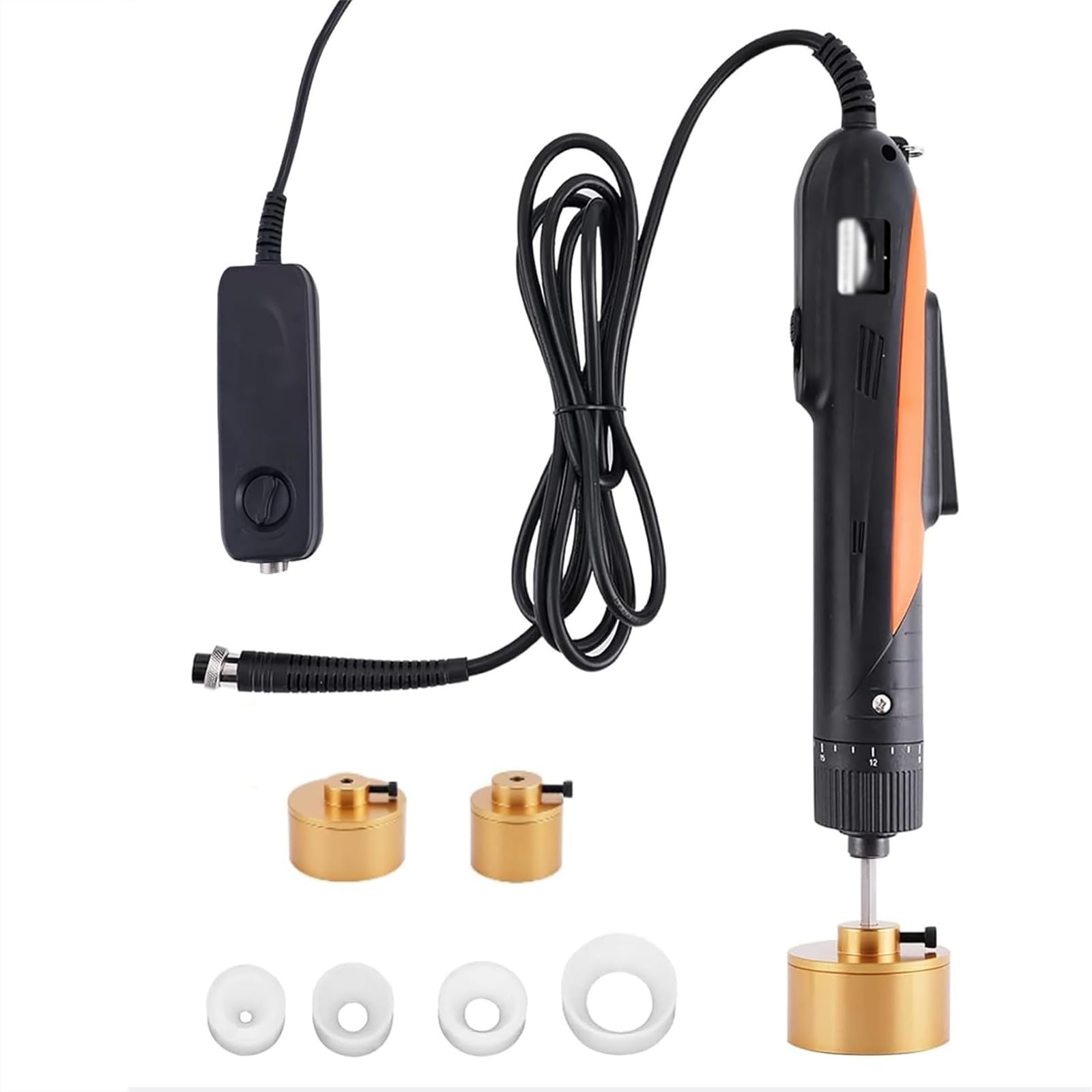 XNZJHPP Handheld Pneumatic Bottle Capping Machine, Adjustable Torque 20-70kgf/cm, Speed 500-1000RPM, 10-50mm Heads, Ideals for Plastic Bottles, 3-6mm Screws.