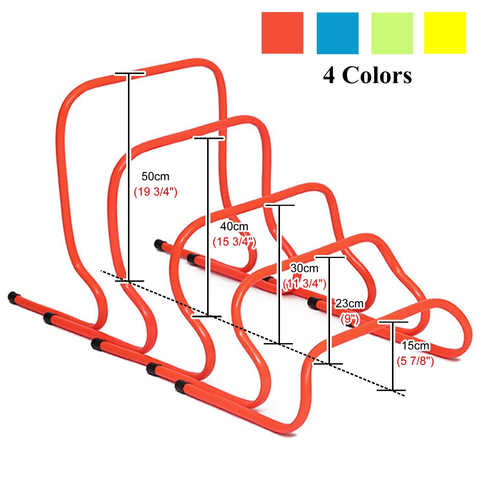 Juego de 5 Vallas de Agilidad: Equipo de Entrenamiento para Atletismo en Interiores y Exteriores, obstáculos para Saltos, portátil con Correa de Transporte, Amarillo, 15 cm (5 7/8"