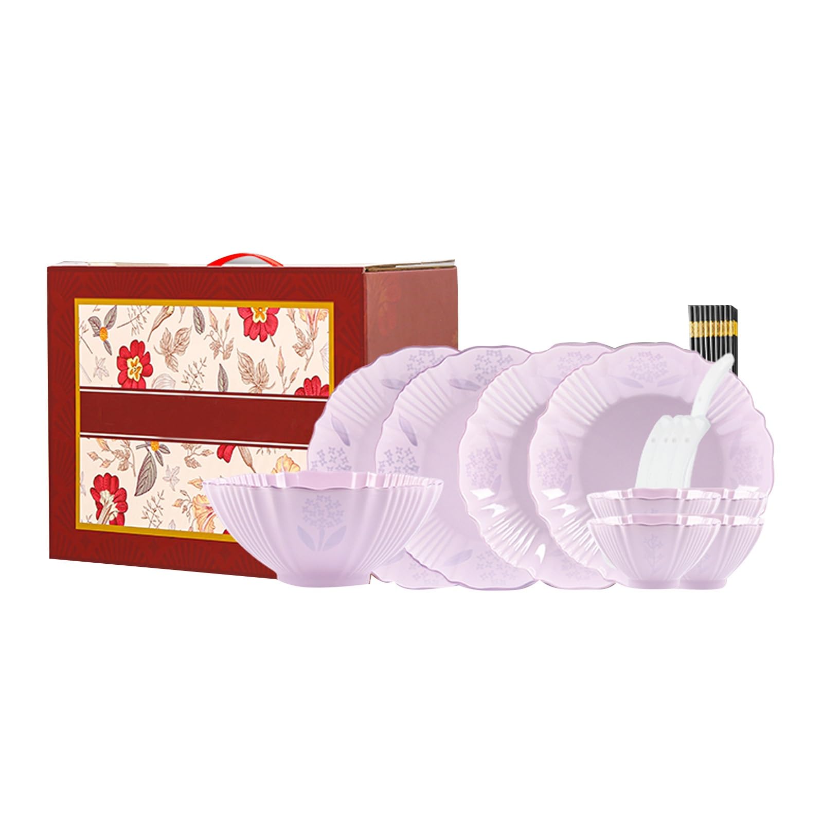 Tafelservice Lila Teller-Set Im Modernen Look Geschirrset 6 Personen Mit Schüssel, Teller, Esslöffel Servierplatte Keramik Unzerbrechliches Spülmaschinen Und Mikrowellenfest Kratzfest(20pcs)