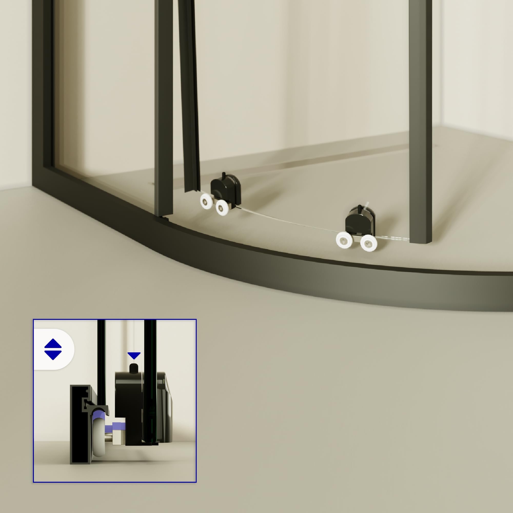 Mampara de Ducha Ella | 80x80x190cm | Puertas correderas | Ajuste 77,5-79,5 x 77,5-79,5cm | Perfiles negros, Cristal transparente de 6mm - Moments of Glass