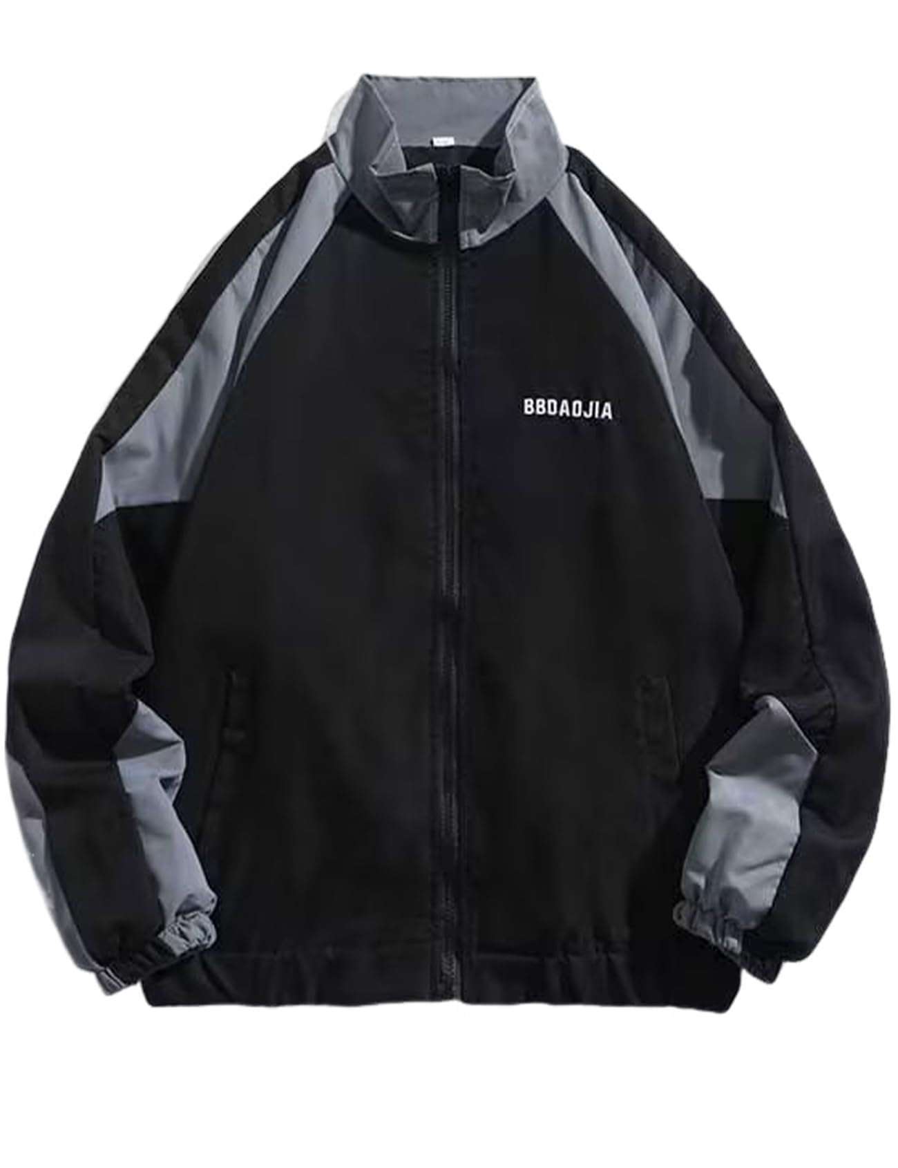 Yimoon Men's Varsity Jacket Vintage Letter Print Motorcycle Jacket Oversized Patchwork Unisex Streetwear